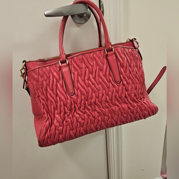 Coach Twisted Gathered Leather Morgan  Bag Satchel Bag - Picture 1 of 12
